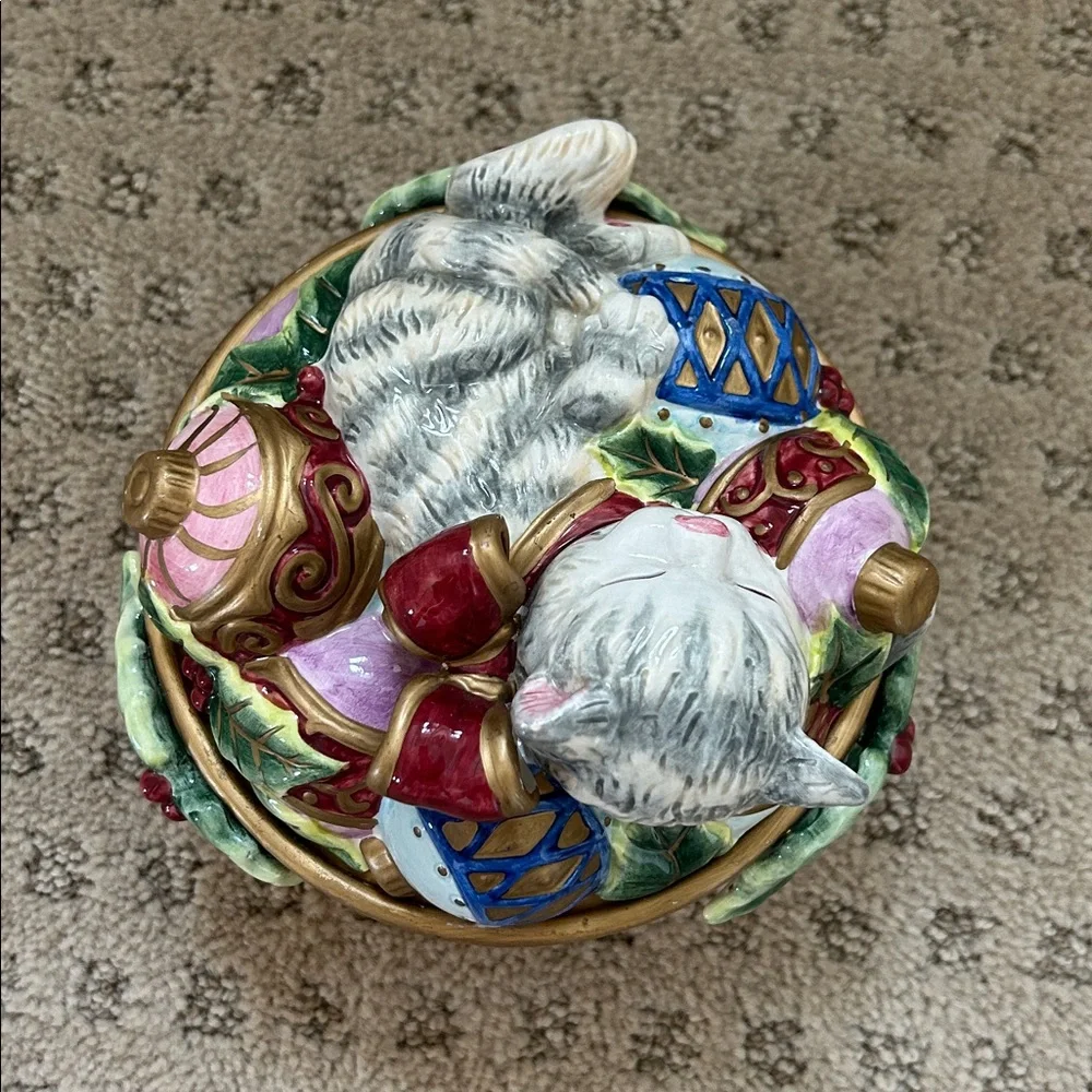 Fitz & Floyd Essentials Vintage Cat/Ornament Candy Dish